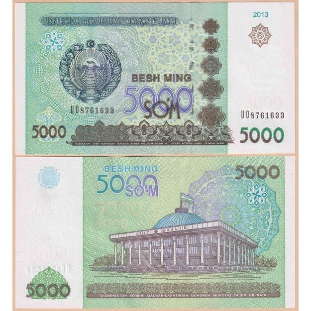Uzbekistanas 5000 sumų 2013 p#83 aUNC