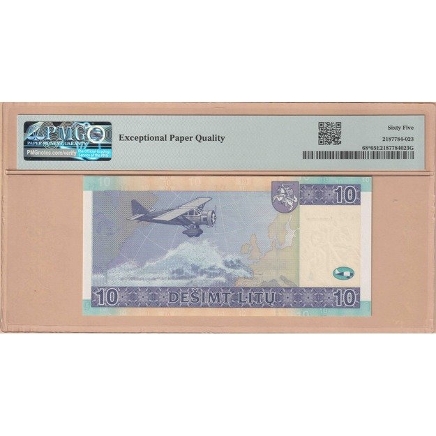 Lietuva 10 litų 2007 p#68r Replacement  PMG65 1