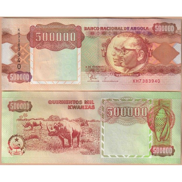 Angola 500000 kvanzų 1991 p#134 UNC