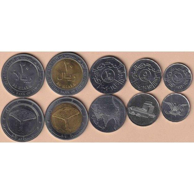 Jemenas 5 monetų rinkinys 1993-2009 UNC