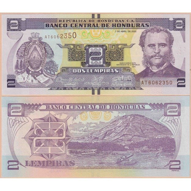 Hondūras 2 lempiros 2022 p#97 UNC