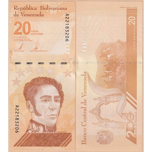 Venesuela 20 bolivarų 2021 p#W117 UNC