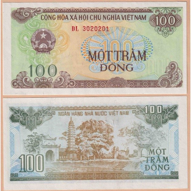 Vietnamas 100 dongų 1991 p#105a UNC