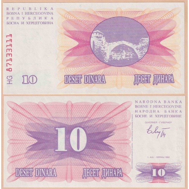 Bosnija ir Hercegovina 10 dinarų 1992 p#10 UNC