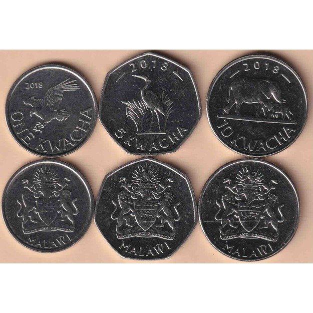 Malavis 3 monetų 2018 rinkinys km#212-214 UNC