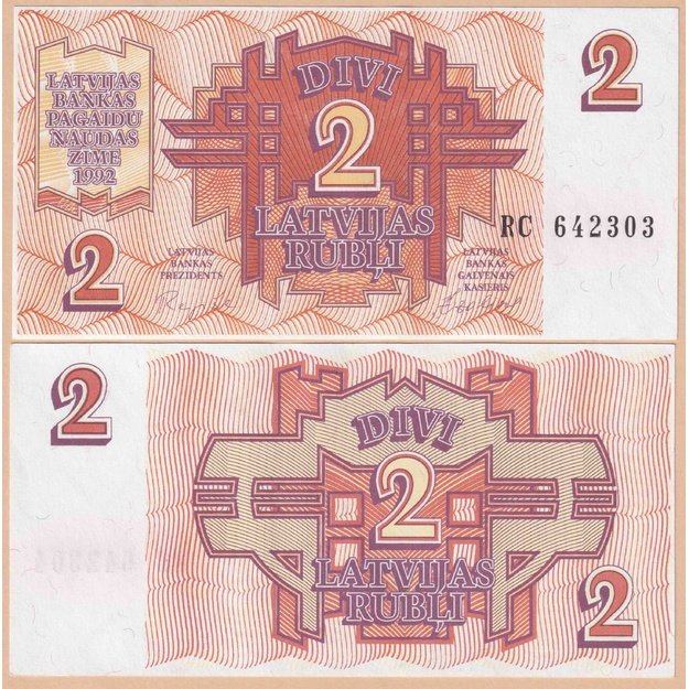 Latvija 2 rubliai 1992 p#36 UNC