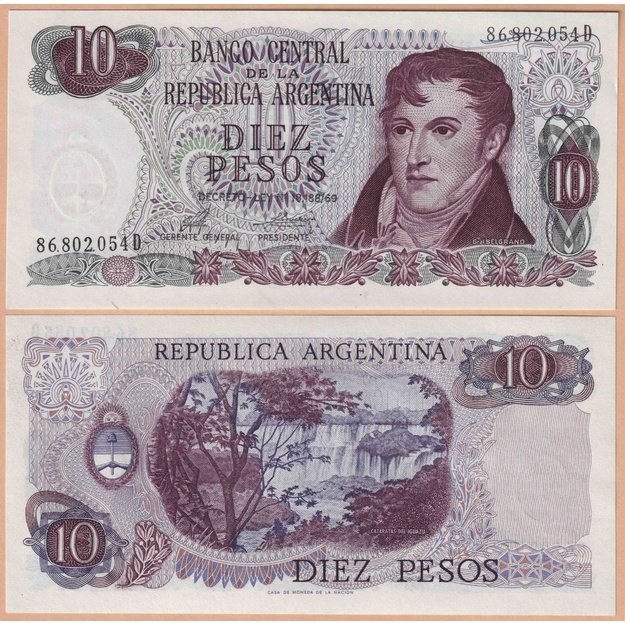 Argentina 10 pesų 1973-1976 p#295(4) UNC