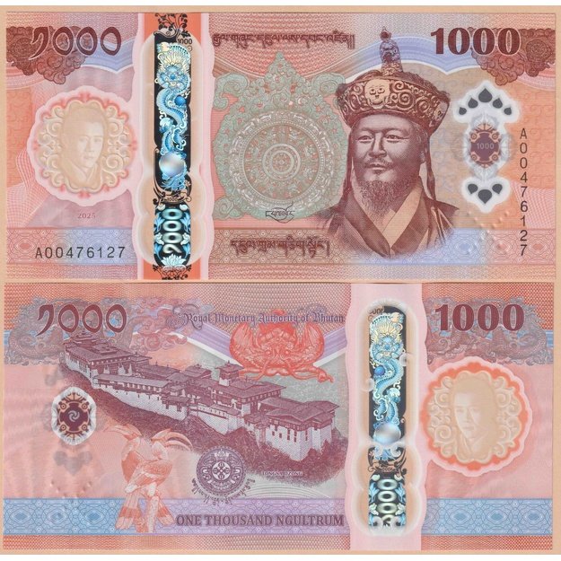 Butanas 1000 ngultrumų 2025 p#W45 Karaliaus Jigme Sihgye Wangchuko 70-osios gimimo metinės UNC