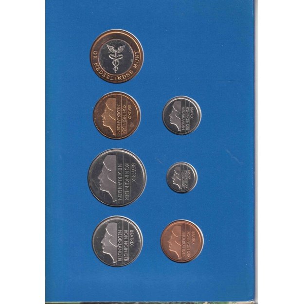 Nyderlandai 6 monetų 1997 rinkinys km#202-210 UNC