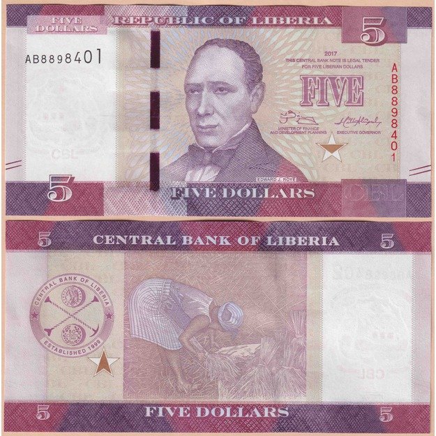 Liberija 5 doleriai  2017 p#31b UNC