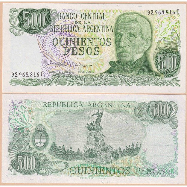 Argentina 500 pesų 1982 p#303c UNC