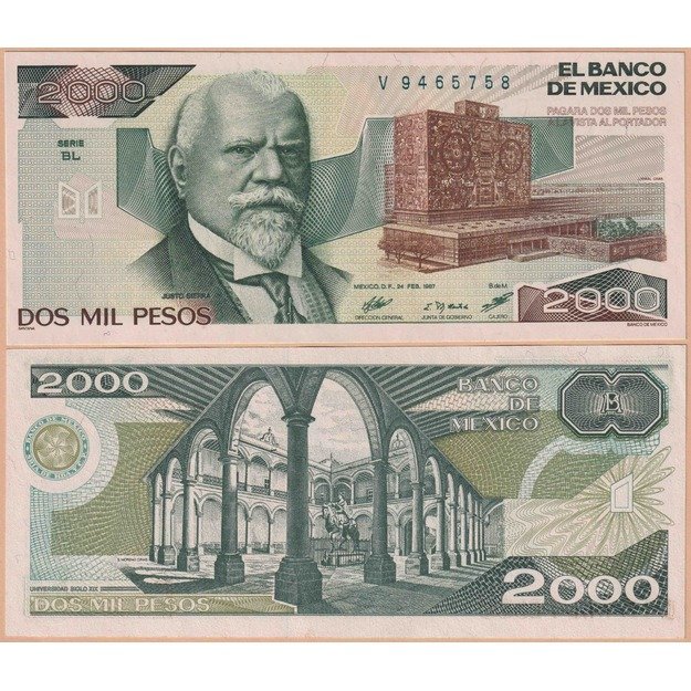 Meksika 2000 pesų 1987 p#86b UNC