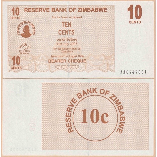 Zimbabvė 10 centų 2006 p#35 UNC