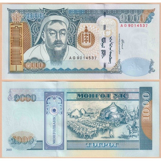Mongolija 1000 tugrikų 2003 p#67a UNC