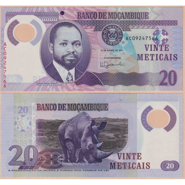 Mozambikas 20 metikalių 2017 p#149b UNC