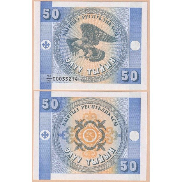 Kirgizstanas 50 tyjinų 1993 p#3a UNC