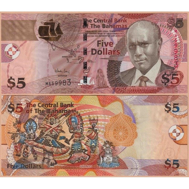 Bahamas 5 dollars 2013 p#72A UNC