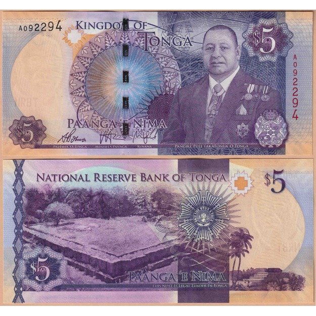 Tonga 5 paanga 2015 p#45 UNC