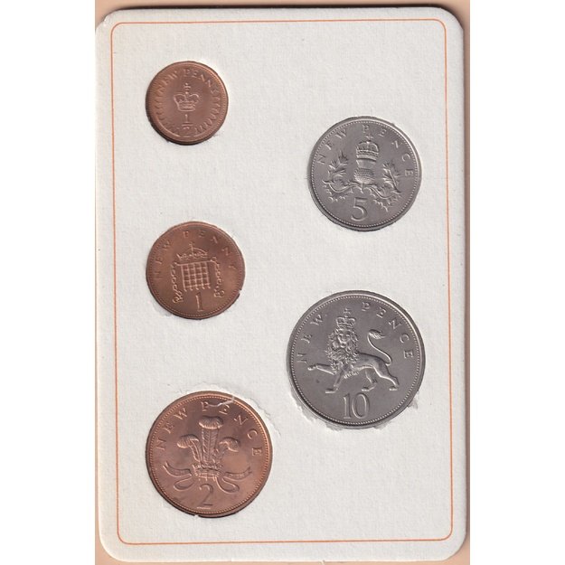 Jungtinė Karalystė 5 monetų 1968-1971 rinkinys km#911-916 UNC