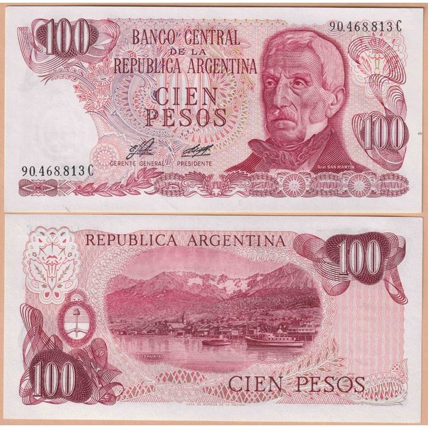 Argentina 100 pesų 1976-1978 p#302a(1) UNC