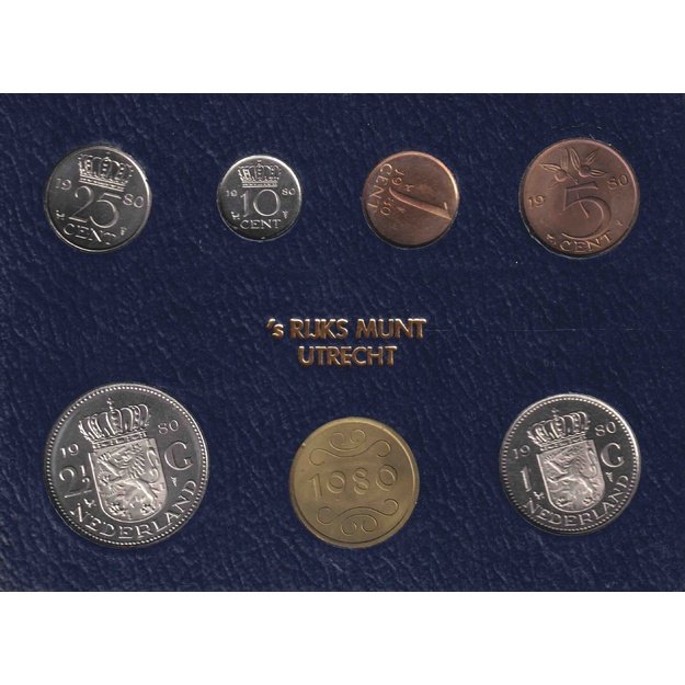 Nyderlandai 6 monetų 1980 rinkinys km#180-191 UNC