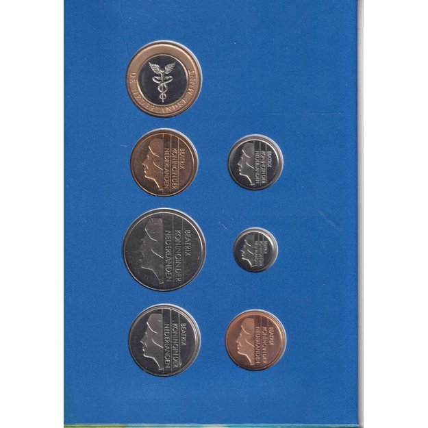 Nyderlandai 6 monetų 1998 rinkinys km#202-210 UNC