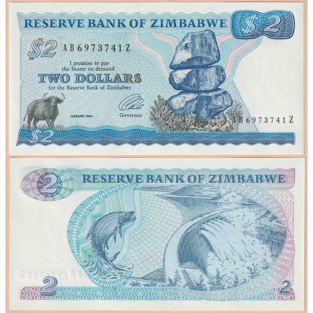 Zimbabvė 2 doleriai 1993 p#1c UNC