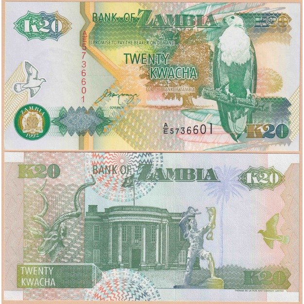 Zambija 20 kvačų 1992 p#36b UNC