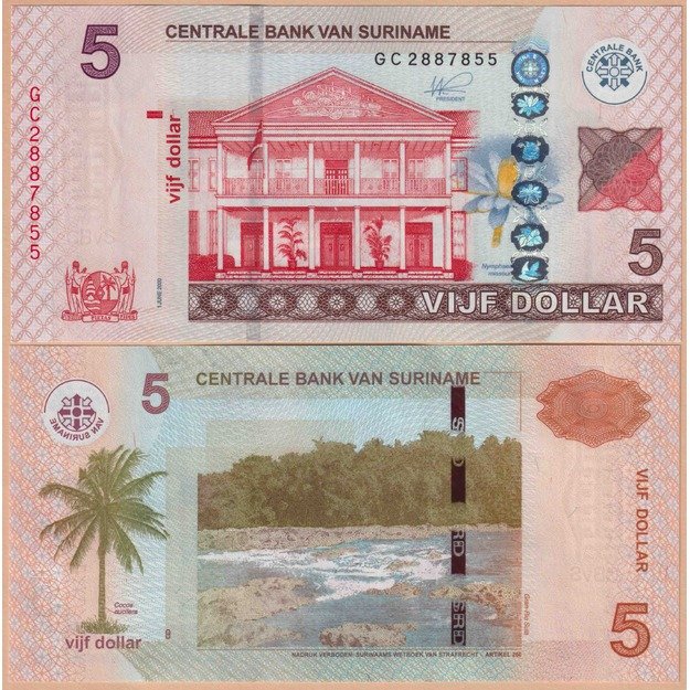 Surinamas 5 doleriai 2020 p#162 UNC
