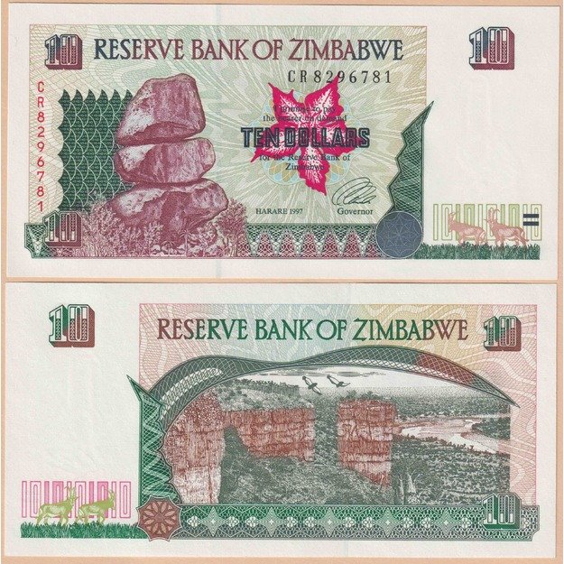 Zimbabvė 10 dolerių 1997 p#6 UNC