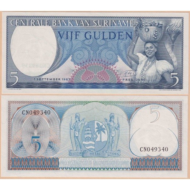 Surinamas 5 guldenai 1963 p#120b UNC