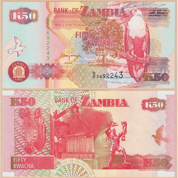 Zambija 50 kvačų 1992 p#37b UNC