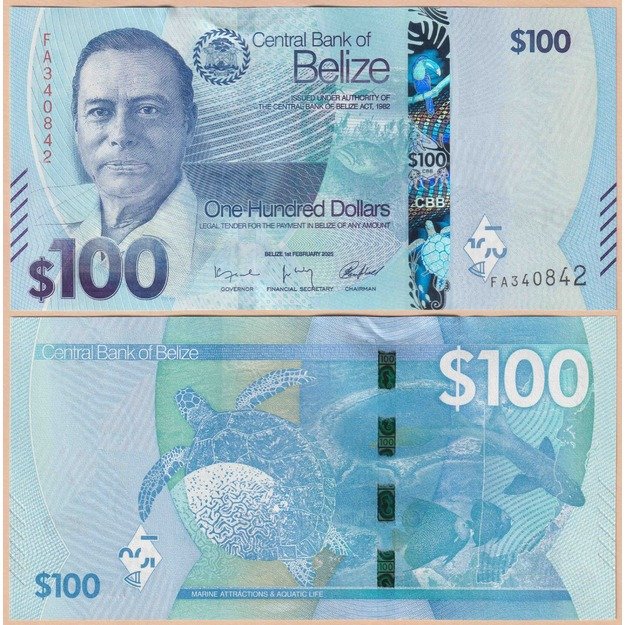 Belizas 100 dolerių 2025 p#W78 UNC