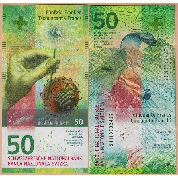 Šveicarija 50 frankų 2021 p#77 UNC