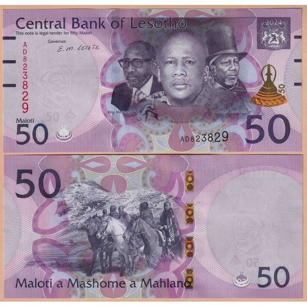 Lesotas 50 maloti 2024 p#W28 UNC