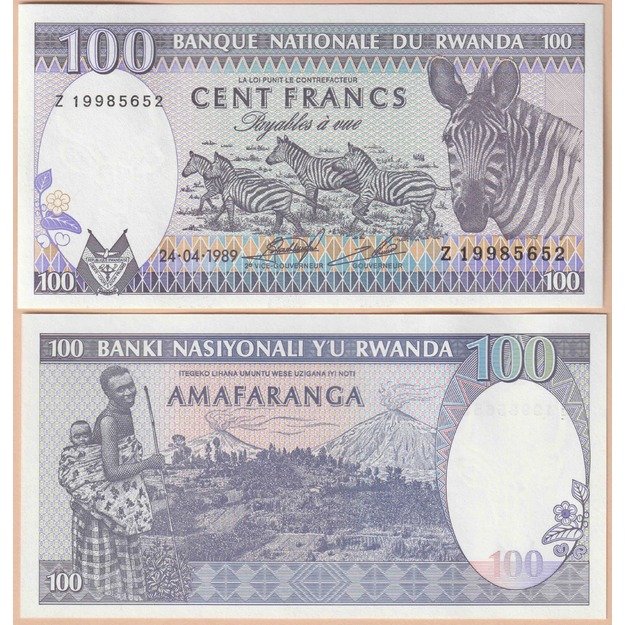 Ruanda 100 frankų 1989 p#19 UNC