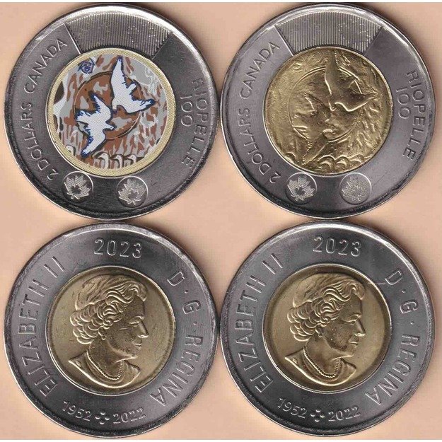 Kanada 2 monetų rinkinys 2 doleriai 2023 km#new Jeano Paulo Riopelle'o gimimo 100-osios metinės UNC