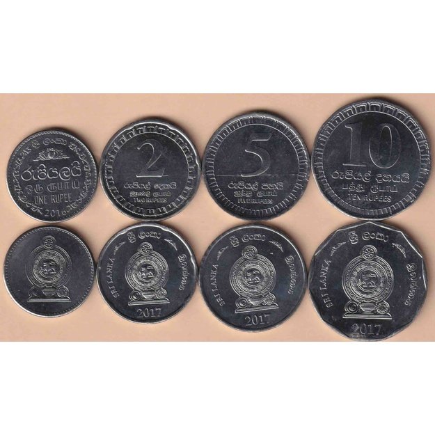 Šri Lanka  4 monetų 2016-2017 rinkinys 1-10 rupijų UNC