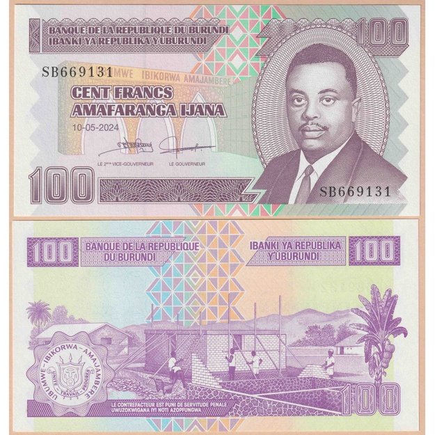 Burundis 100 frankų 2024 p#44 UNC