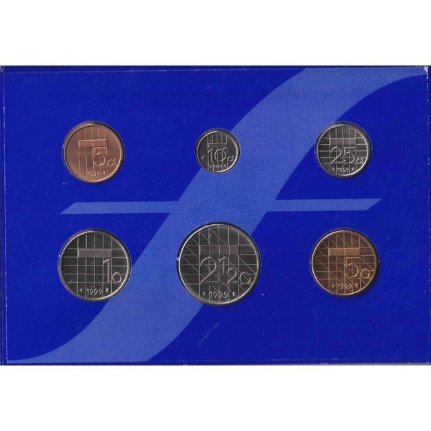 Nyderlandai 6 monetų 1999 rinkinys km#202-210 UNC