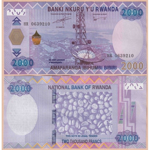 Ruanda 2000 frankų 2014 p#40 UNC