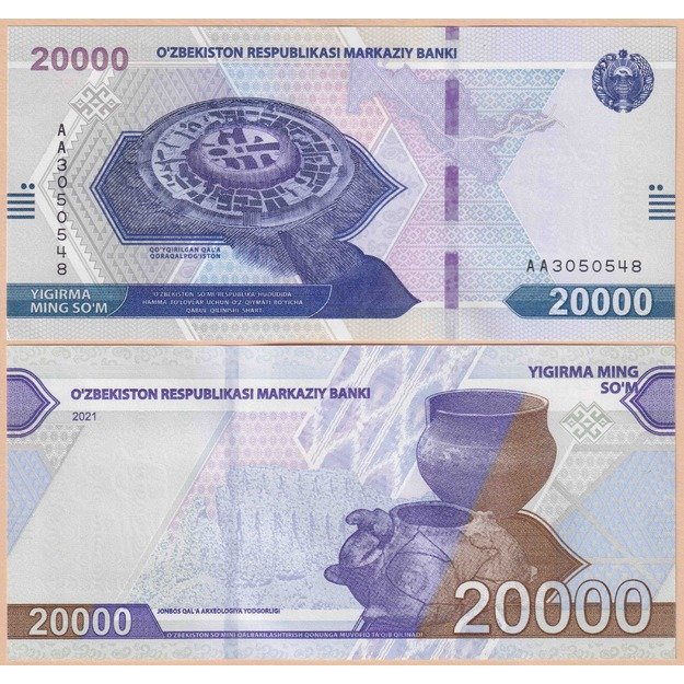 Uzbekistanas 20000 sumų 2021 p#W90 UNC