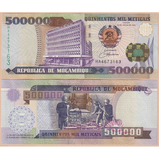 Mozambikas 500000 metikalių 2003 p#142 UNC
