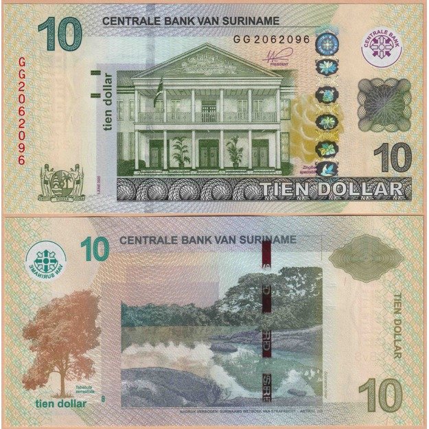 Surinamas 10 dolerių 2020 p#163 UNC