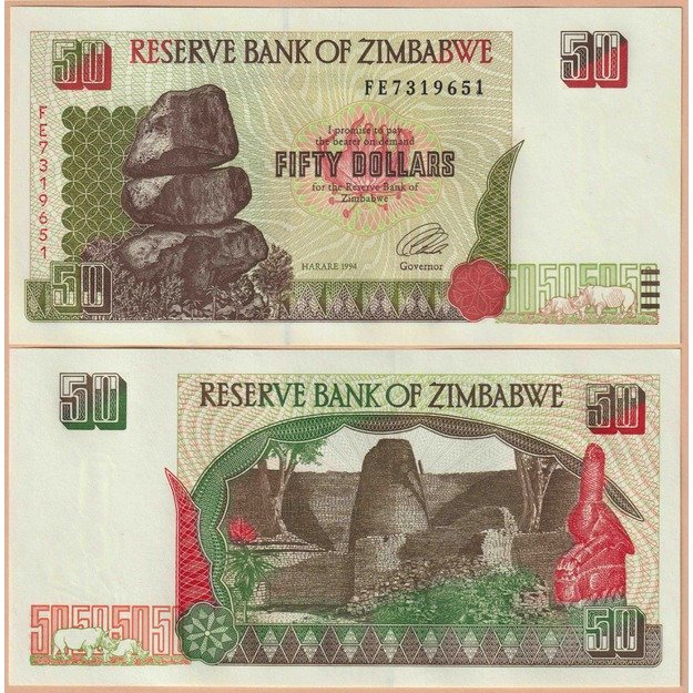Zimbabvė 50 dolerių 1994 p#8 UNC