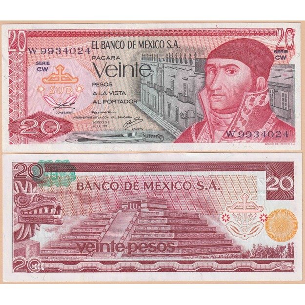 Meksika 20 pesų 1972-1977 p#64 UNC