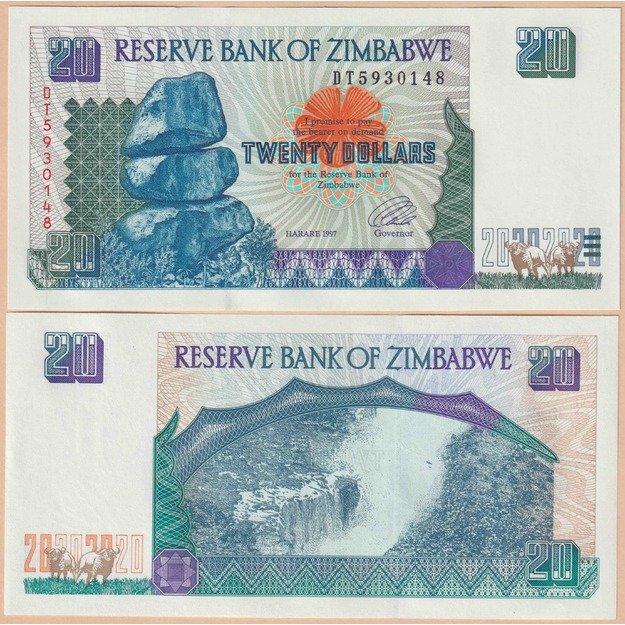 Zimbabvė 20 dolerių 1997 p#7 UNC