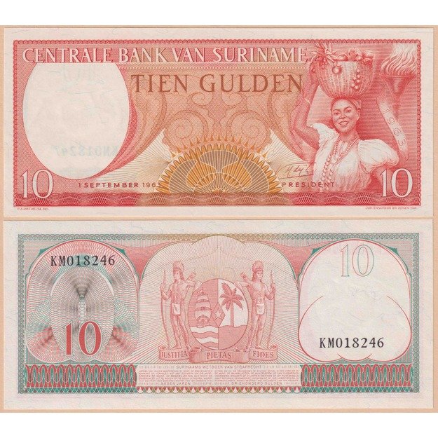 Surinamas 10 guldenų 1963 p#121b UNC