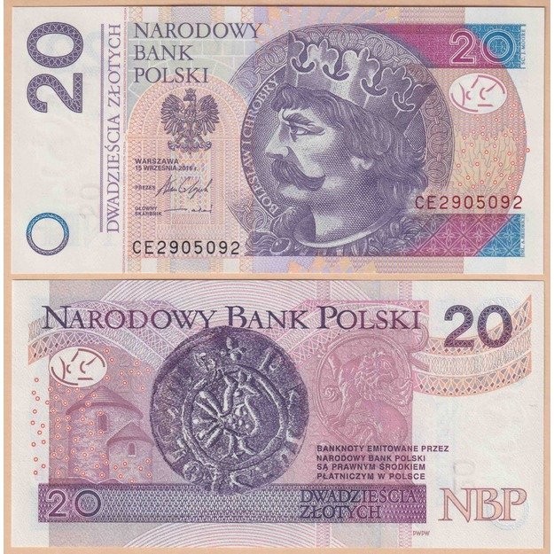 Lenkija 20 zlotų 2016 p#184 UNC