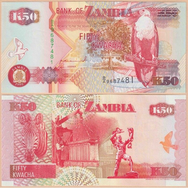 Zambija 50 kvačų 1992 p#37a UNC